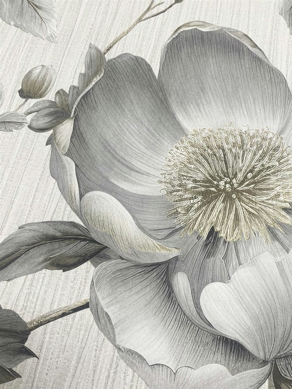 Muriva Alethia Floral Grey Wallpaper