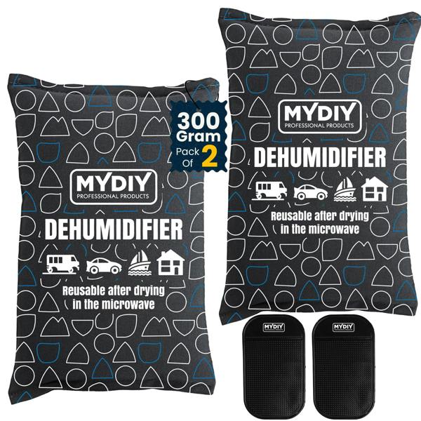MY DIY PROFESSIONAL PRODUCTS Reusable Car Dehumidifier Bag - Moisture Absorber with Non-Slip Mat For Cars, Caravans, Home – Rechargeable in Microwave