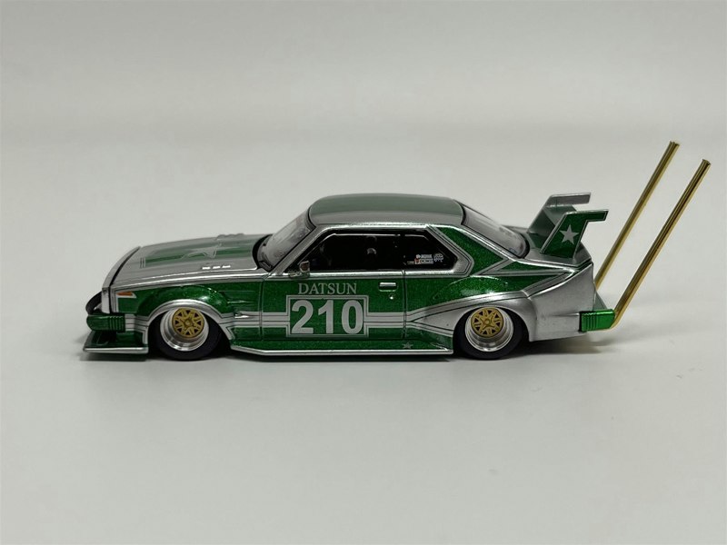 Pop Race Skyline 0210 Kaidi Racer Bosozoku Style Silver Green 1:64 Pop Race PR640061