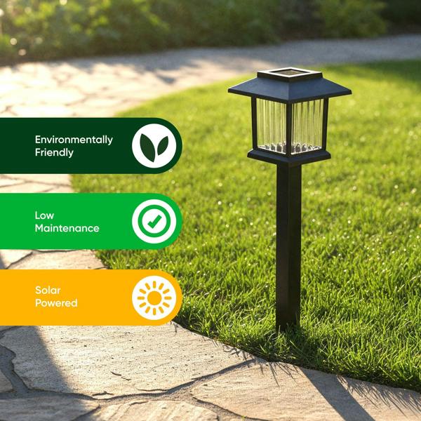 Gardenwize Pack of 6 Illuminated Solar Path Stake Lights – Warm White LED Garden Lights