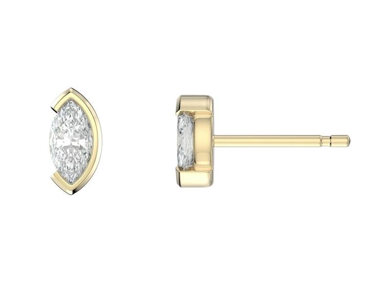 Sarah Layton Marquise Stone Stud Earrings, 0.54ct Laboratory Grown Diamonds - 9ct Yellow Gold - A20.00226.9YLCA