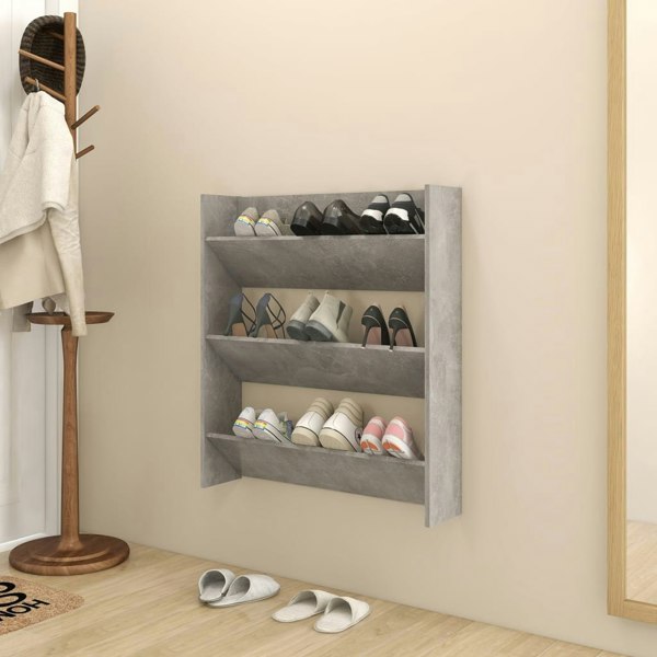 Berkfield Wall Shoe Cabinet Concrete Grey 80x18x90 cm Engineered Wood