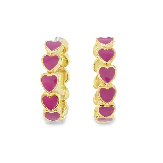 Reeves & Reeves Pink and Gold Heart Hoops
