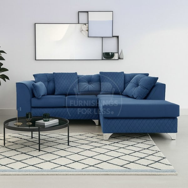 Furnishings For Less Victoria Modern Plush Velvet 4 Seater Corner Sofa