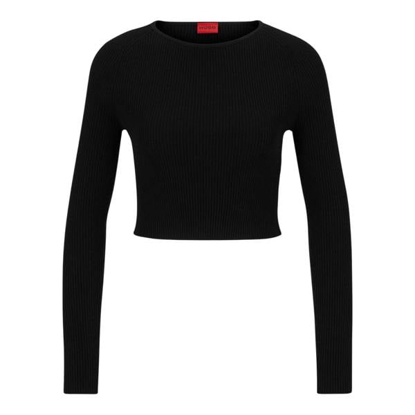 Hugo Womens/Ladies Saneriny Cropped Long-Sleeved Jumper - Black