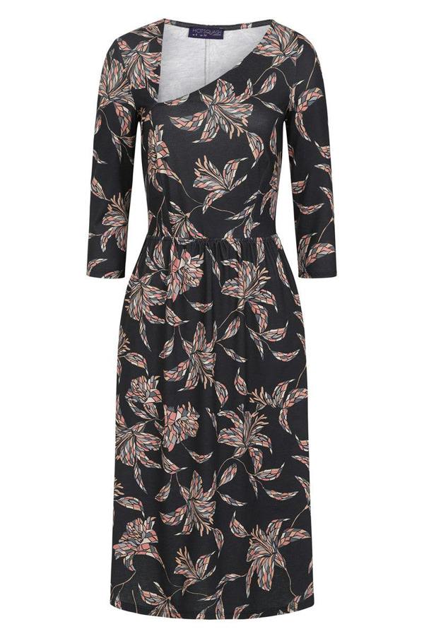 HotSquash Asymmetric Neckline Midi Dress