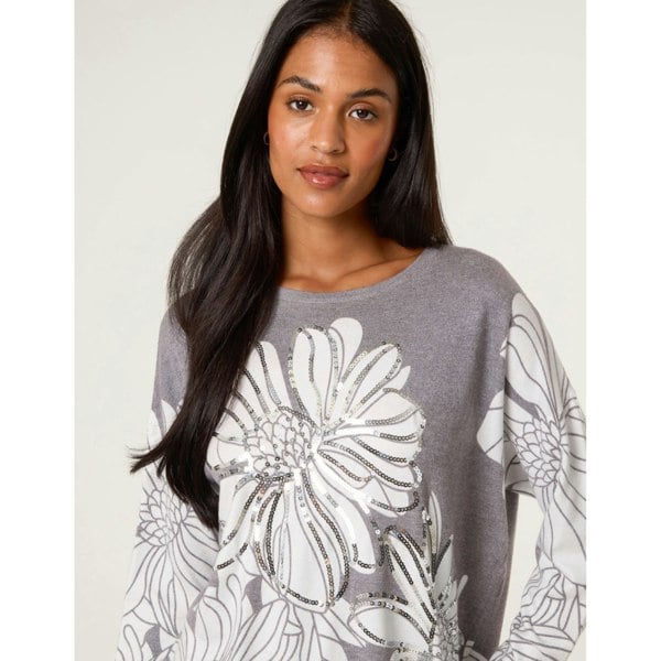 Blue Vanilla Large Sequin Flower Jumper