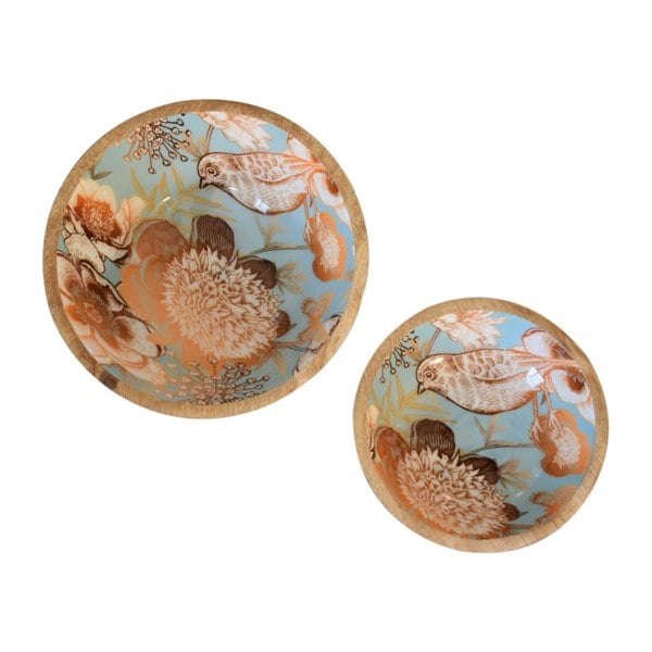 Artisan Furniture Floral Bird Bowl Set of 2