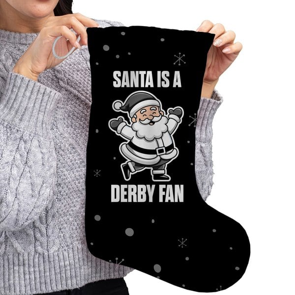 BritishmadeGifts Santa is a Derby Football Fan - Christmas Stocking