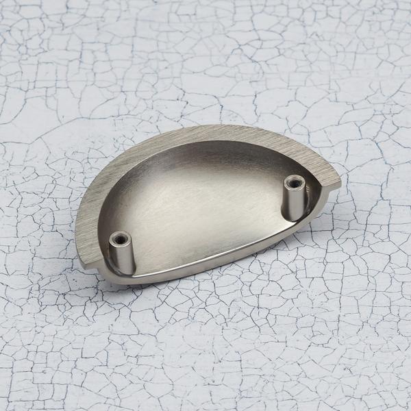 Handle & Home Brushed Nickel Cup Handle & Coordinating Round Knobs