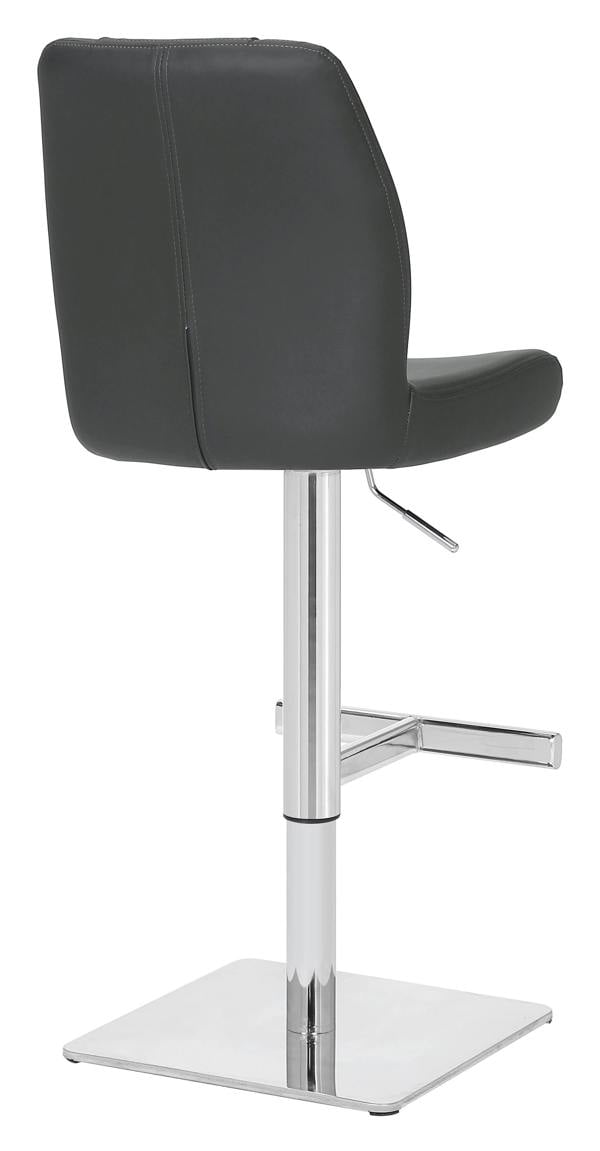 Lamboro Ravenna Deluxe Breakfast Bar Stool, Chrome Footrest, Height Adjustable Swivel Gas Lift, Home Bar & Kitchen Leather Barstool, Grey