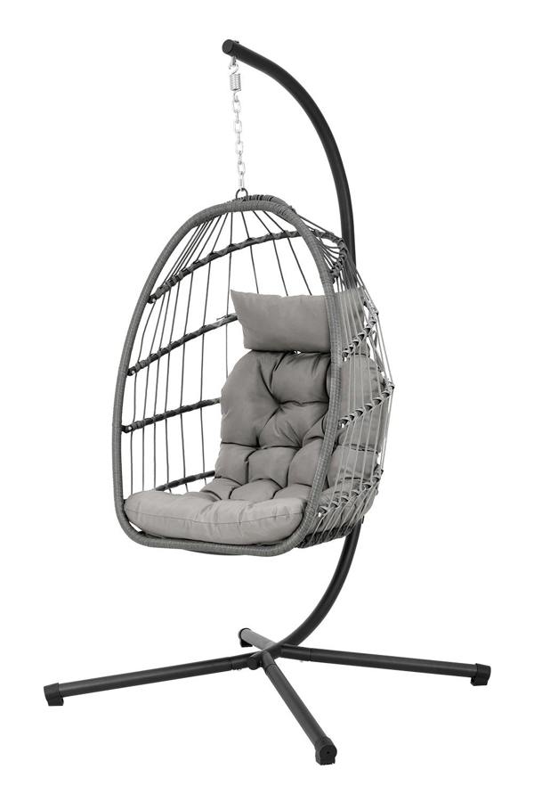 Living and Home Freestanding Outdoor Hanging Chair with Stand and Cushion