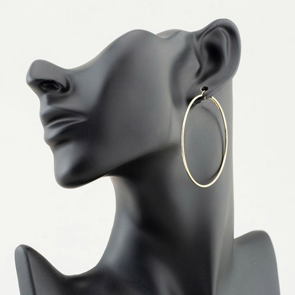 T. H. Baker 9ct Yellow Gold 50mm Plain Hoop Earrings 1.51.3170