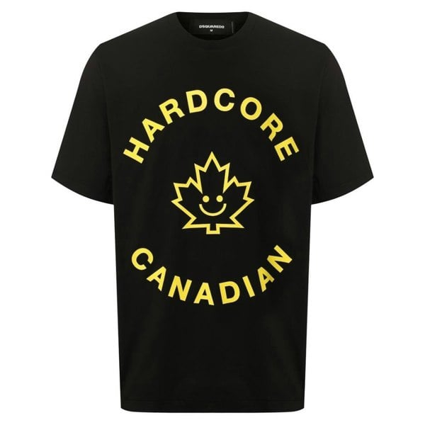 Dsquared2 Hardcore Canadian Maple Leaf Black T Shirt