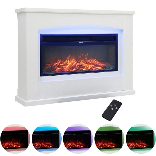 34 Inch Electric Fireplace Suite Temperature Adjustment Room Heater 1800W Fireplaces Living and Home