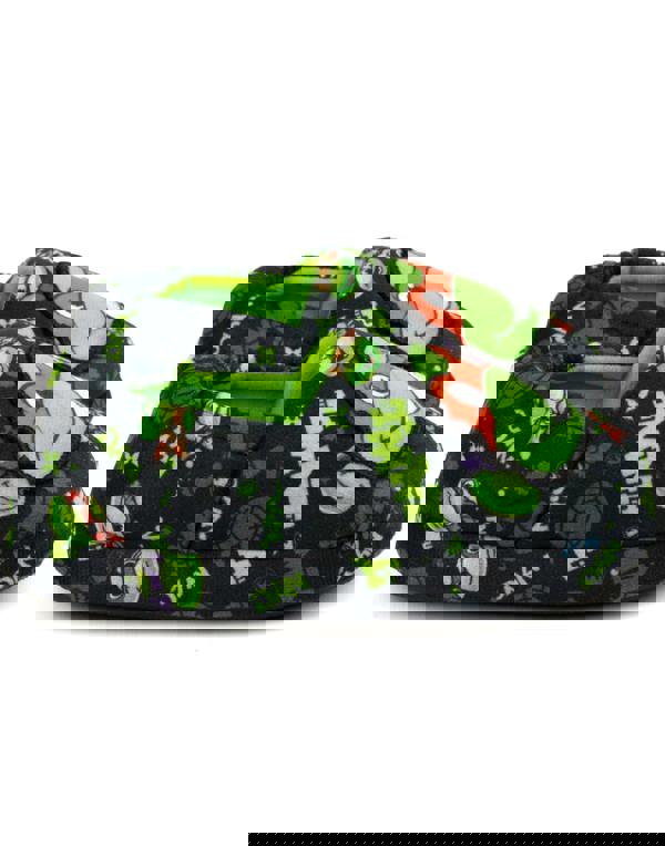 Teenage Mutant Ninja Turtles Boys Black Raphael Applique Multi-Character All-Over Print Slip On Loafer Slippers