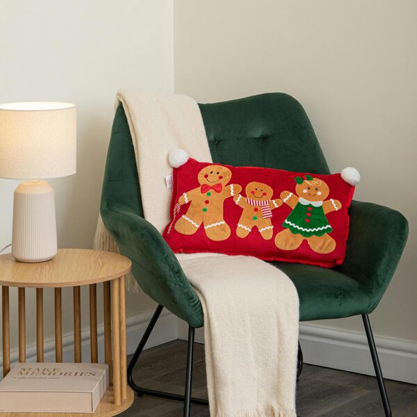 Samuel Alexander 30cm x 55cm Gingerbread Family Christmas Decorative Cushion