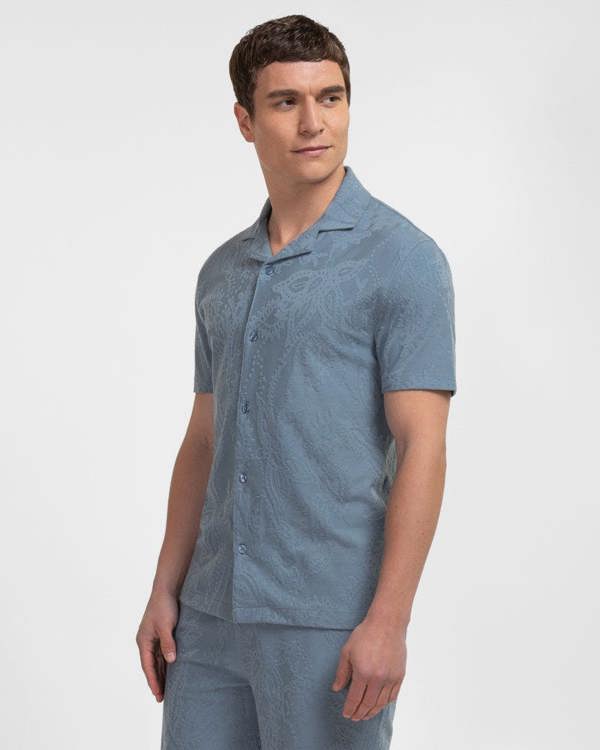 Steel & Jelly Kenton - Paisley Texture Jersey Short Sleeve Shirt
