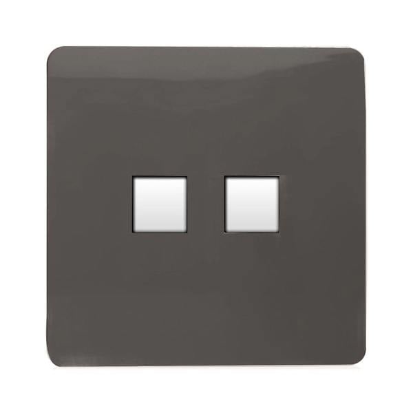 Trendi Switch 2 Gang Cat 3 Telephone Slave Socket in Dark Mocha Brown