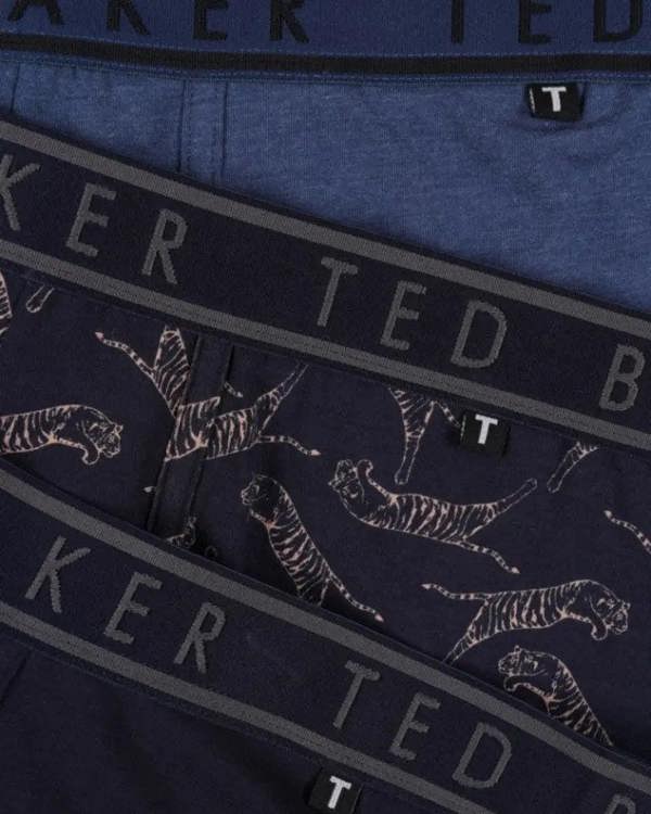 Ted Baker 3-Pack Tigers Print Boxer Briefs, Denim/Navy