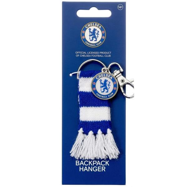 The Carat Shop Chelsea Football Club Blue Stripe Scarf and Logo Backpack Hanger