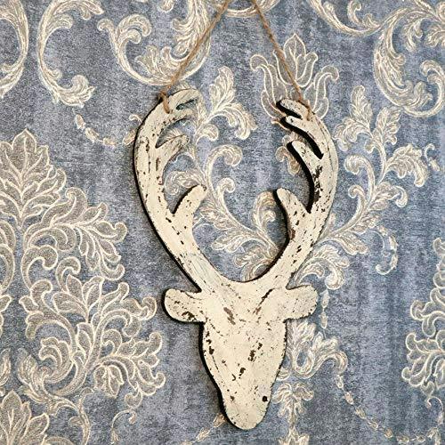 26cm Cream Wooden Hanging Deer Head Christmas Wall Decoration for Home, Office and Seasonal Displays image 5