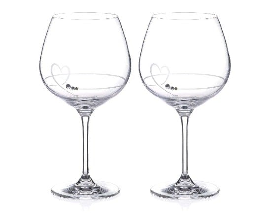 heart crystal gin glasses