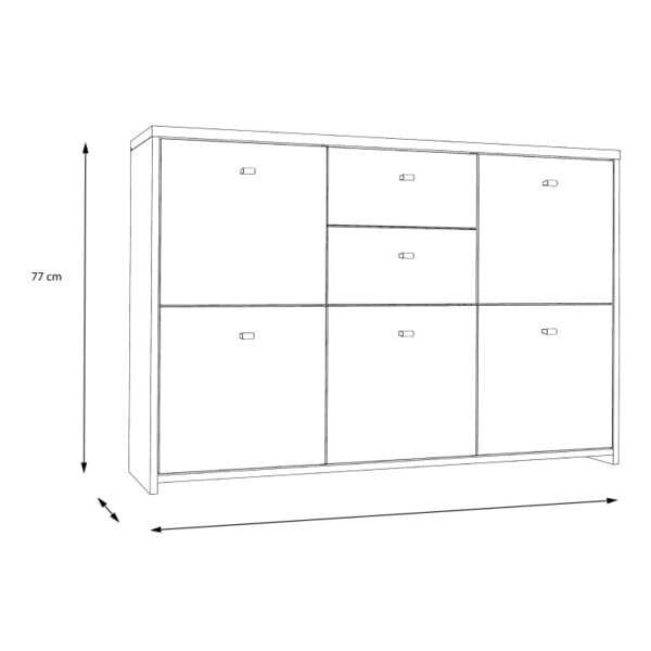 Wyld Haus Willowmere White and Artisan Oak Wood Chest Storage Cabinet 2 Drawers 5 Doors