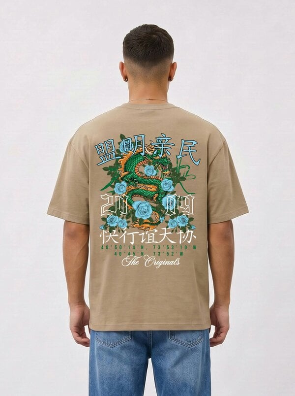 London Attitude Original Creators Dragon Graphic Heavyweight Oversized T-Shirt