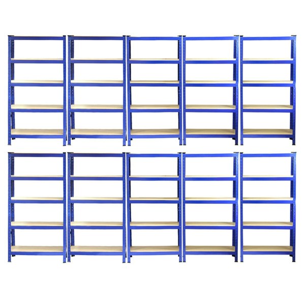 Monster Racking T-Rax Heavy Duty Shelving Units - Blue (75cm W, 30cm D) Set of 10