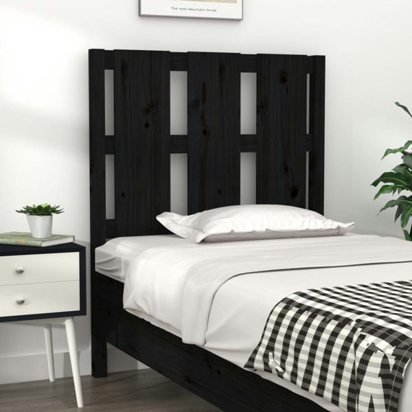 Berkfield Bed Headboard Black 80.5x4x100 cm Solid Wood Pine