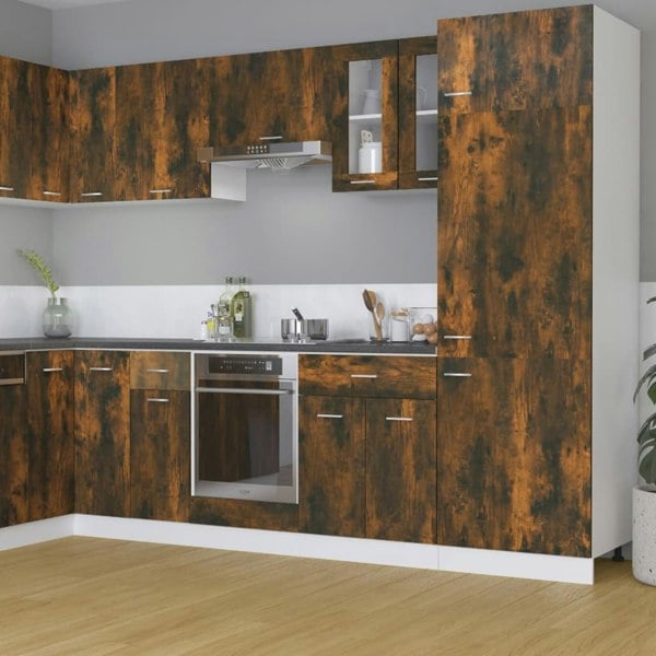 Berkfield Hanging Glass Cabinet Smoked Oak 60x31x60 cm Engineered Wood