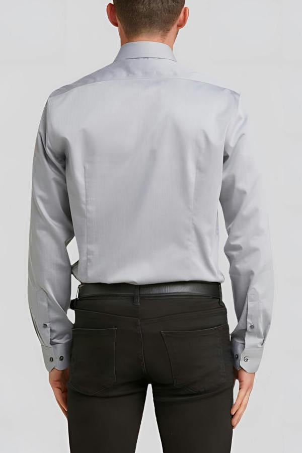 Tailored Fit Grey Non-Iron Pure Cotton Twill Shirt - Classic Fit