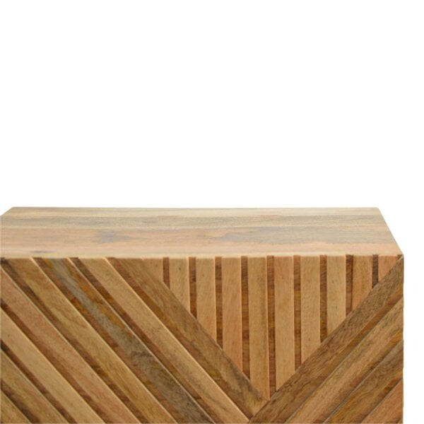 Wyld Haus Orvieto Line Carved Natural Mango Wood 2 Drawer Bedside Table