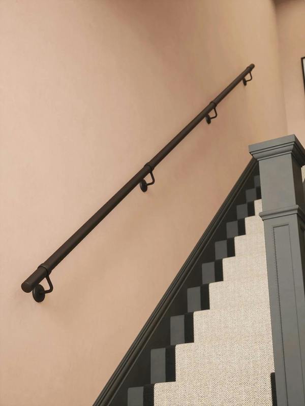 Kineton Matt Black Straight Flight Handrail — Handrails Direct 40mm Handrail Straight Run — by Handrails Direct, Straight Flight