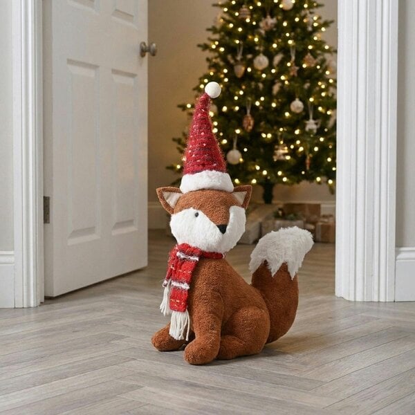 Garden Greatness Festive Plush Sitting Fox Doorstop