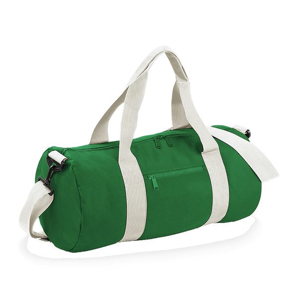 Bagbase Plain Varsity Barrel / Duffle Bag (20 Litres) - Kelly Green/Off White