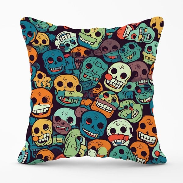 Warren Reed Smiling Skulls Pattern Cushions