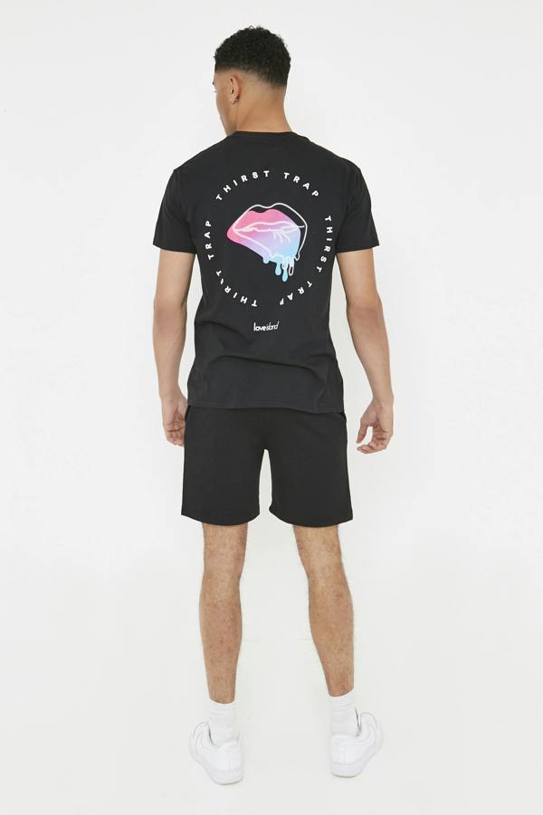 Smart Living Mens Love Island Lips T-Shirt - Black