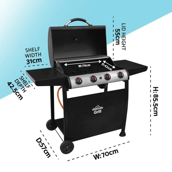 4 Burner Gas BBQ Grill & Cover Set - Ignition Portable Garden Cooking Easy Clean - LoopsDirect
