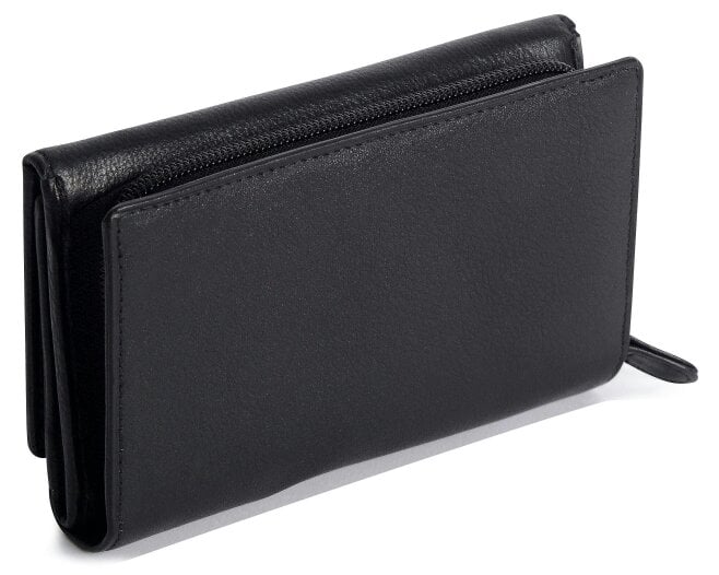 SADDLER PAULA Handmade Leather Trifold Purse – RFID Protected | 8 Card Slots, ID Window & Rear Zip Pocket | Gift Boxed