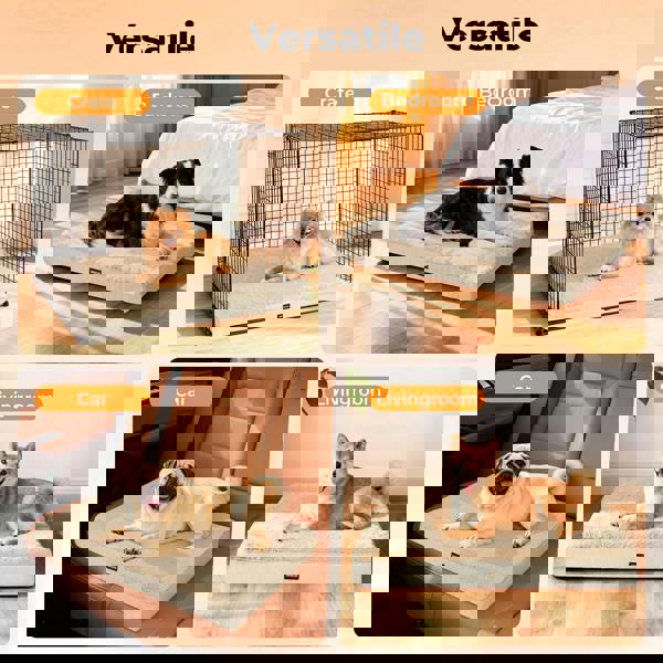 Skylos Dog Bed Washable Pet Cushion Cage Mattress Crate Mat Non Slip Soft Fleece