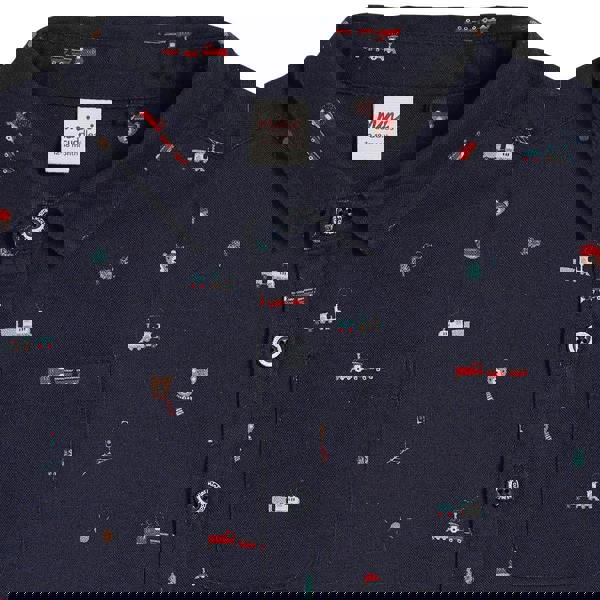 Baby Boys Train Printed Shirt, Navy Blue - Minicuddles