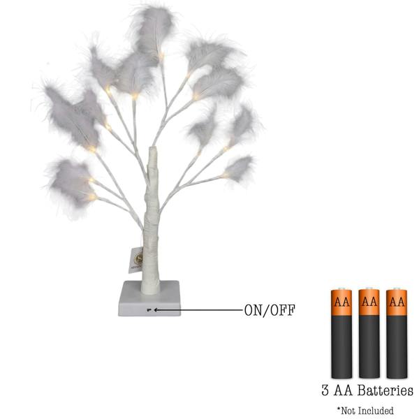 55cm White Feather Tree Table Lamp with Warm White LEDs, Battery-Operated Decorative Light image 4