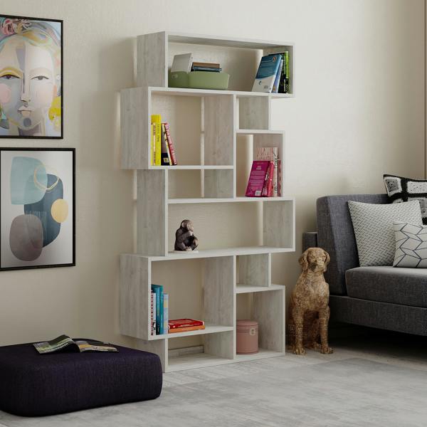 Decortie Karmato Modern Bookcase Display Unit with 10 Compartments 168.5cm Tall