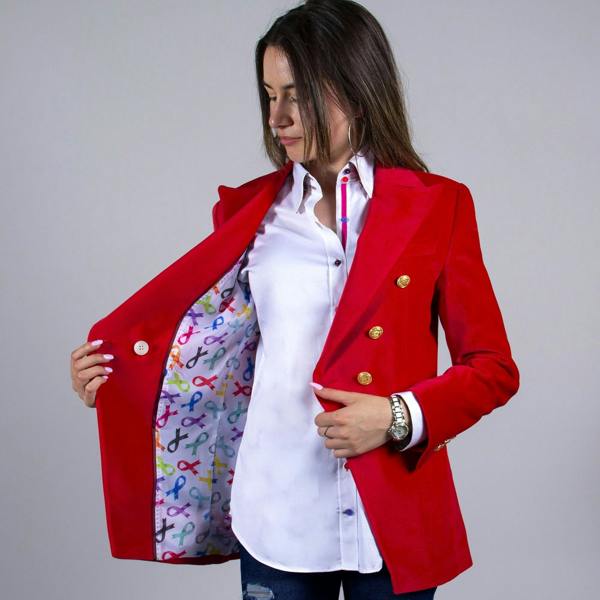 OREGON VELVET DOUBLE BREASTED WOMENS JACKET - Premium Men's Patterned Shirt by Claudio Lugli | Bold Design, Tailored Fit, Best Printed Shirts