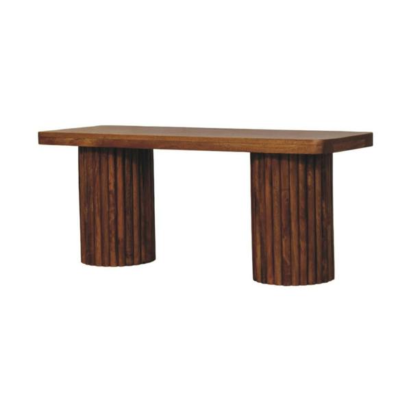 Artisan Furniture Solid Wood Astoria Fluted Bench, Brown