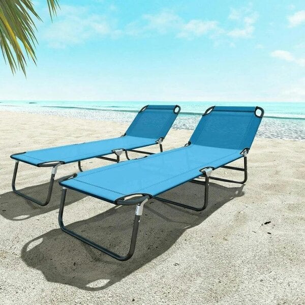 Bobobiy Garden Sun Lounger, with Five-Position Back - Sky Blue