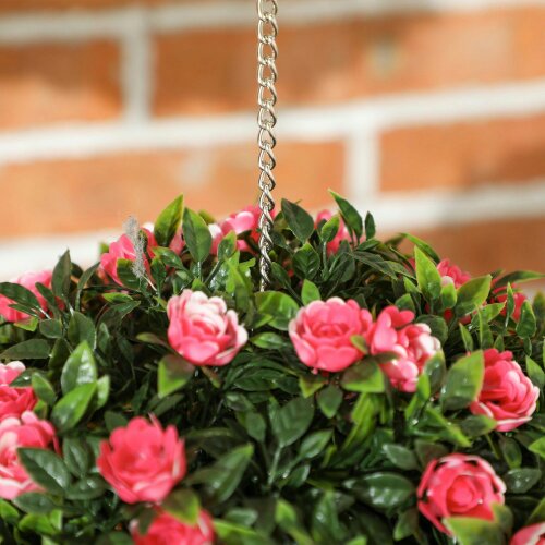 Wyld Haus Colana Set Of 2 Artificial UV Resistant Rose Style Topiary Balls H8 28cm Pink