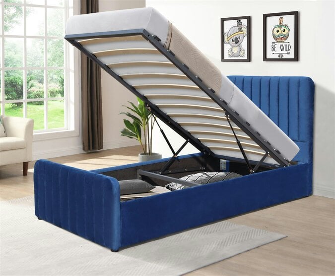 Kosy Koala Ottoman Storage Bed blue 4ft Double velvet bed gas lift up Storage Bed bedroom furniture